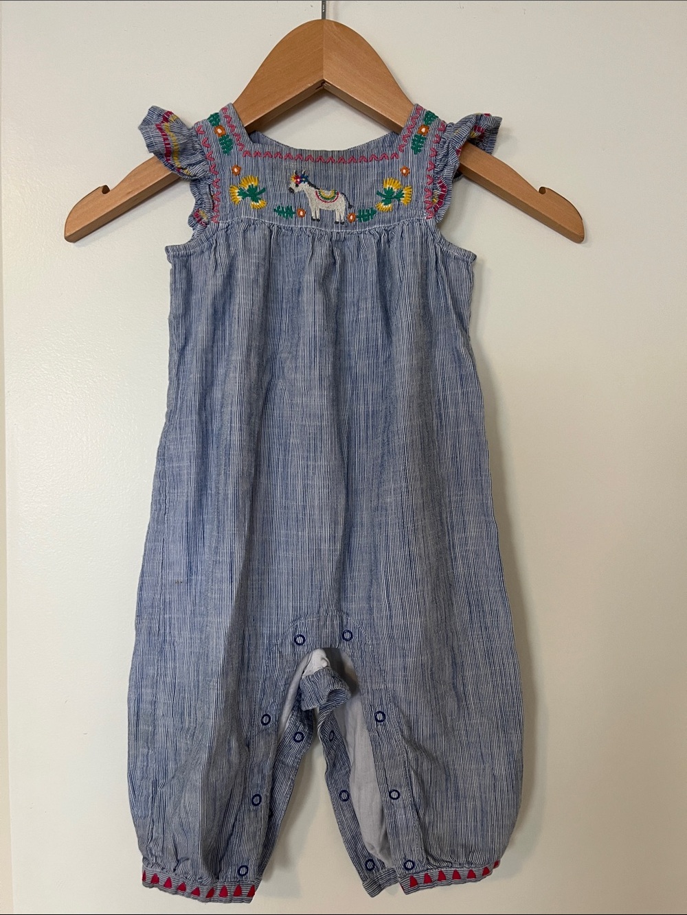 Breezy Baby Romper With Bright Mexican-Inspired Embroidery Pattern